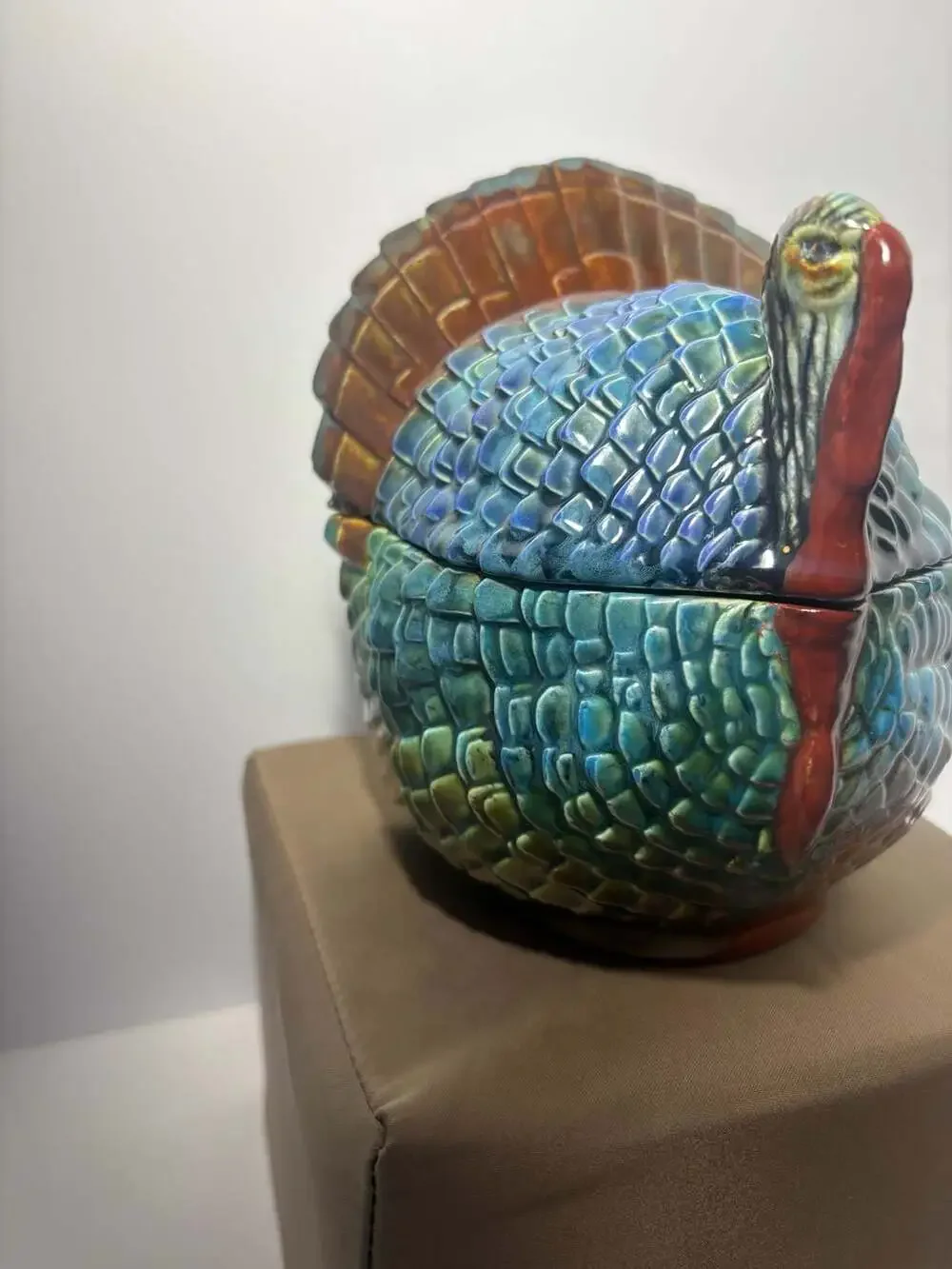 Vintage Ceramic Turkey Covered Candy Dish Thanksgiving Fall Decor